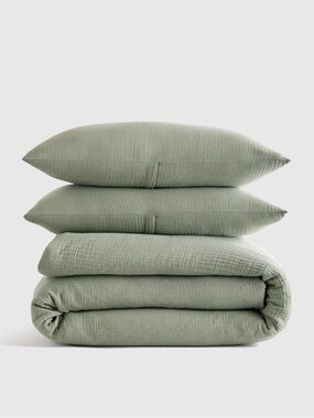 Organic Cotton Gauze Dried Sage Duvet Set King/Cal King - Retail $170